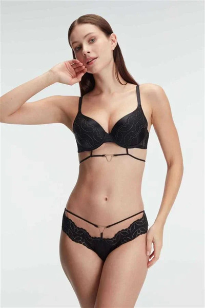 SS HOME CONCEPT Supported Underwire Covered Lace Detailed Bra Slip Underwear Set