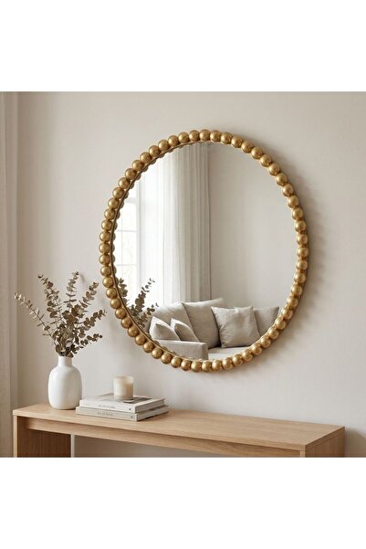 Zenora New In Bead Round Mirror 80X80X3Cm Gold