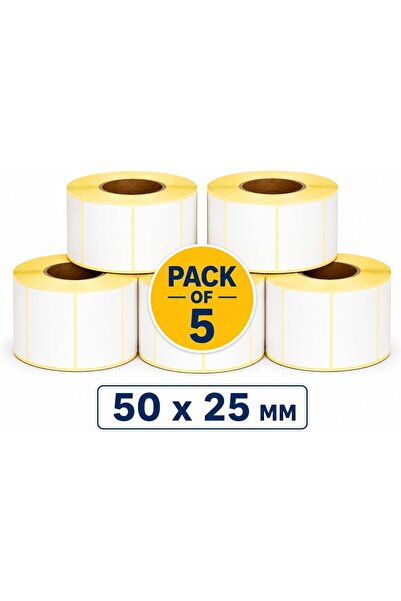 Generic عبوة تحتوي على 5 لفات، ملصقات باركود حرارية، مقاس 50 مم × 25 مم، قطر ...