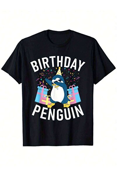 25W تي شيرت Penguin Birthday Loose Style جديد للجنسين بأكمام قصيرة، كاجوال وم...