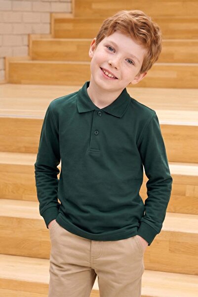 Fulla Moda Basic Polo Collar Long Sleeve Unisex Kids Sweatshirt