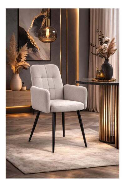 N.zone Modern Chair Upholstered in Luxurious Fabric with Side Arms and Black ...