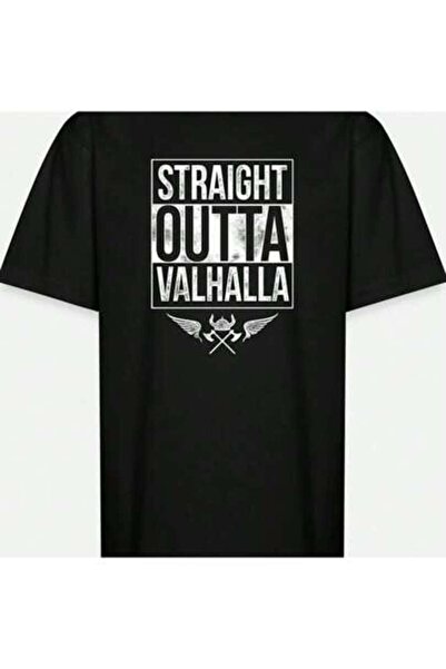 4Car Straight Outtta Valhalla Vikings-4560 Funny Men's Short Sleeve Graphic T...