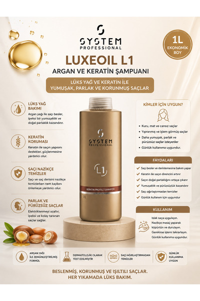 Wella LuxeOil L1 Argan Yağı ve Keratin İçeren Besleyici, Yumuşatıcı Saç Bakım...
