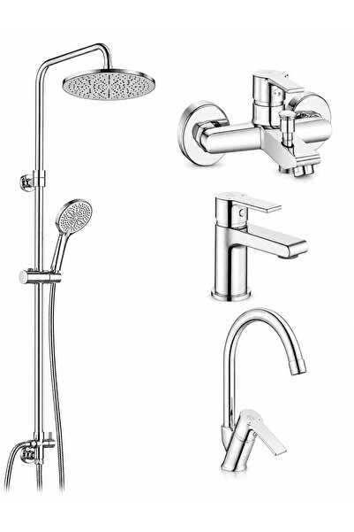 AR E.C.A Lite Bathroom + Sink + Sink Faucet + Tuna Shower Column with 5 Years...