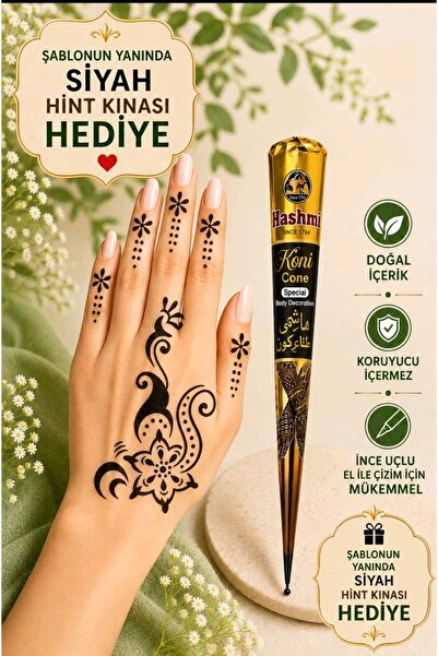 hennadibace Kına Kalıbı El Deseni (GEÇİCİ DÖVME ŞABLONU) Hint Kınası Henna Ta...