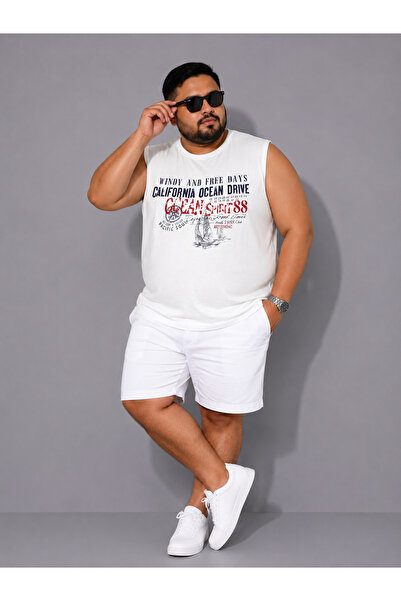 ANNEX Large Size Sleeveless Round Neck Printed Men's T-Shirt Undershirt
