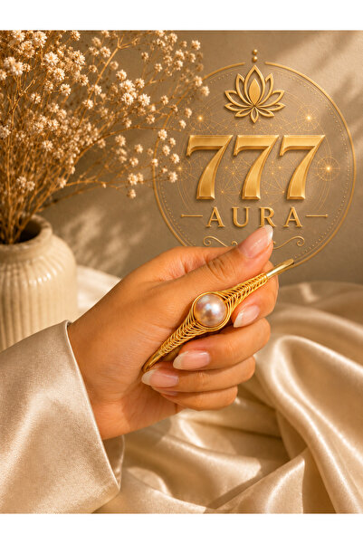 777 AURA 7 7 7 Aura Gerçek İnci Detaylı Altın Kaplama El İşçiliği Tel Sarma K...