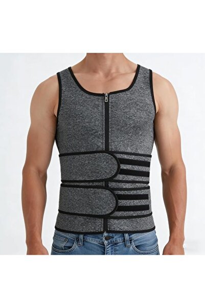 HALAMODO HALAMODOM Men's Sports Abdomen Corset, Men Neoprene Sauna Zipper Wai...