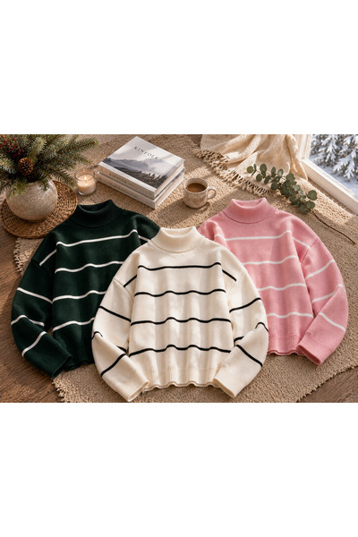 Beybun boutique Women's Striped Oversize Knitted Sweater