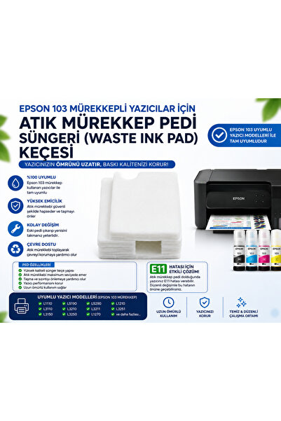 ORATEK Epson L3250 Uyumlu E11 Hatası Atık Mürekkep Pedi Süngeri Keçesi Waste ...