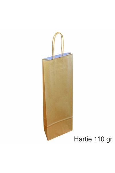 papercraft Pungi hartie kraft 110 gr pentru 1 sticle vin, 14x39x8 cm, set 30 ...