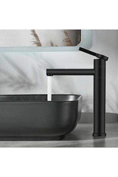 STARSTAR Black high-mounted swivel basin faucet – Stainless steel – Flow rate...
