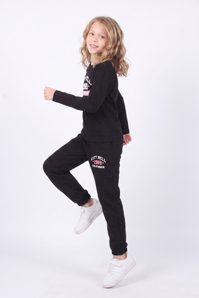 panios kids Kız Çocuk Baskılı Uzun Kollu Eşofman Takımı