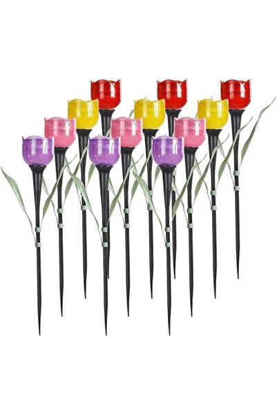 STARSTAR Decorative outdoor solar lights, 12-piece set, LED tulip garden terr...