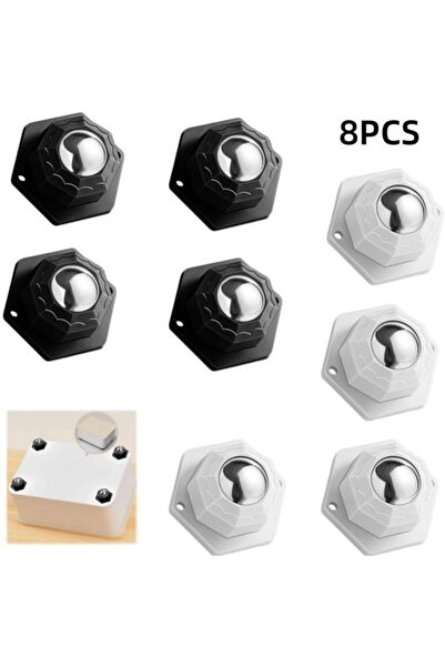 STARSTAR Black White 8-Pack Self-Adhesive 360° Swivel Caster Wheels 37.3mm