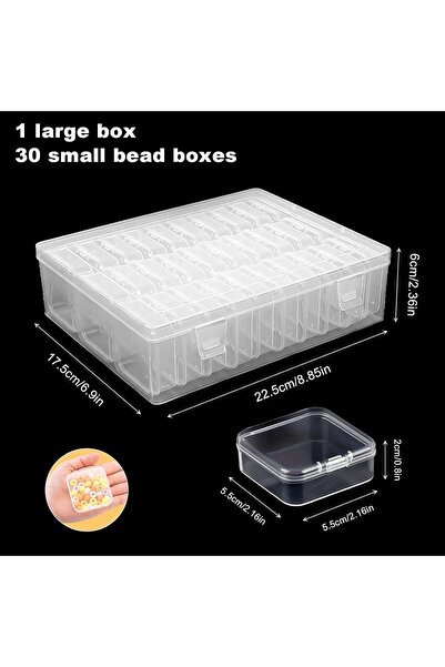 STARSTAR 30 small storage boxes with lids, transparent bead organizers, measu...