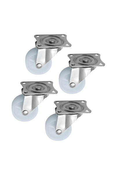 flores Set 4 x Roata mobila cu rulment din plastic, Ø 50 mm, placa 46 x 57 mm