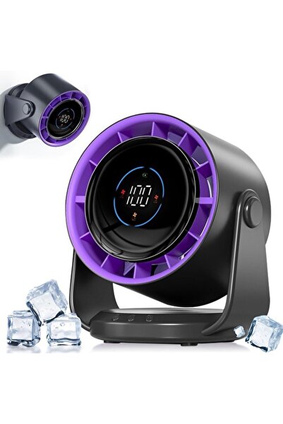 Morvena Picks Ventilator de birou, baterie de 5000 mAh, afișaj LED, viteze 1-...