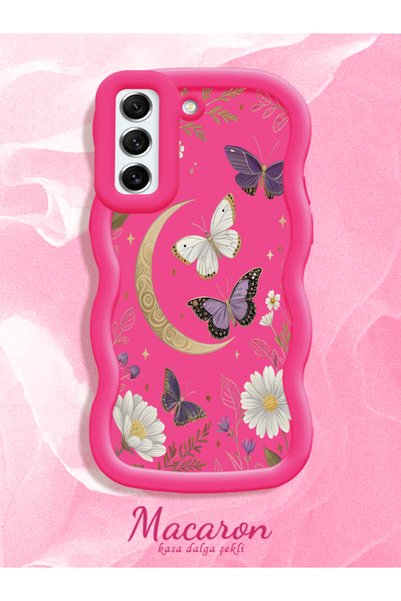 CHICASELUX Samsung Galaxy S21 Fe Compatible Wavy Frame Moon Butterfly and Flo...