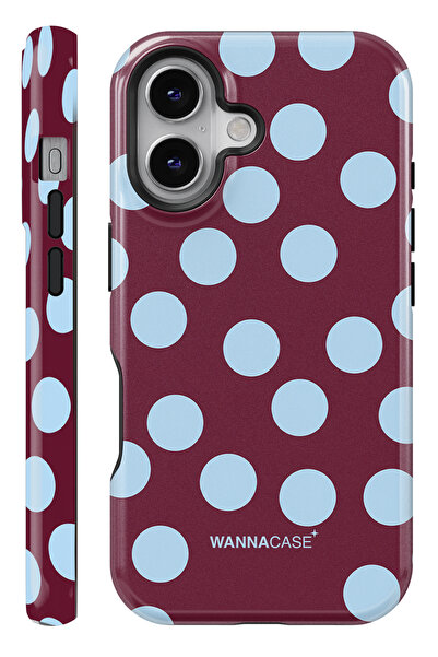 WANNACASE iPhone 17 Cherry Puantiye Çift Katmanlı Essential Tough Telefon Kılıfı