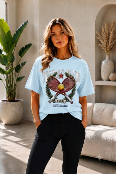 VODEXA Unisex Oversize Tennis Printed T-Shirt 100% Cotton Tennis Themed Comfo...