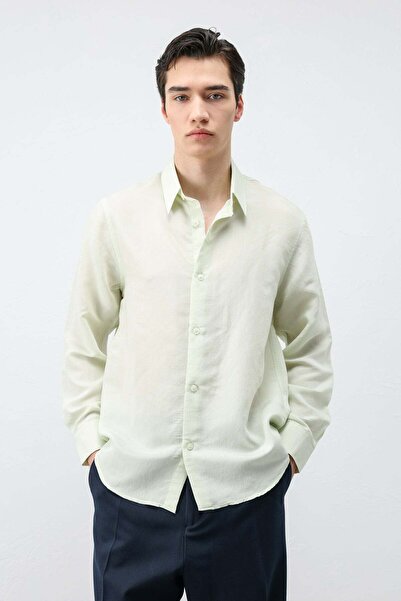 Antioch Water Green Modal Blend Striped Men's Shirt