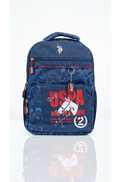 U.S. Polo Assn. حقيبة ظهر مدرسية للأولاد مع سحاب وحلقة مفاتيح للمدرسة الابتدا...