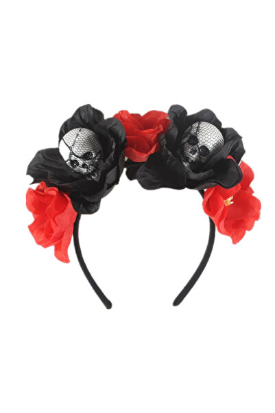 Generic Brand Bentita de par pentru Halloween cu model craniu, plastic, texti...