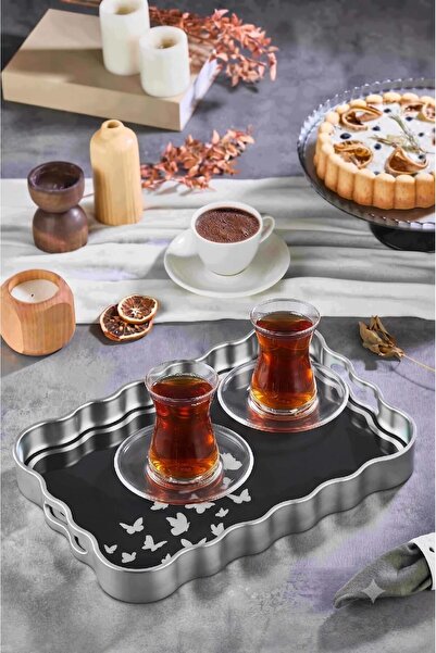 Altabi Digital Printed Glass Serving Tray – Butterfly Motif, 40X28 cm