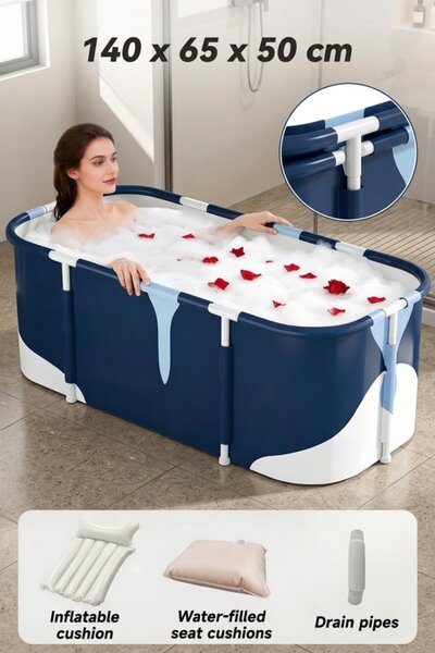 Generic 1 Pc 6 Layer Pvc Foldable Portable Bathtub Spa Soaking Tub Quick Drai...