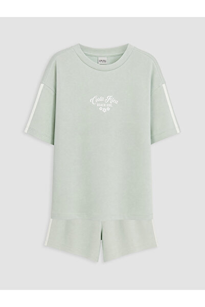 LC Waikiki Rmz Gi̇yi̇m Farkiyla Letter Printed Girls' Soft Touch Set