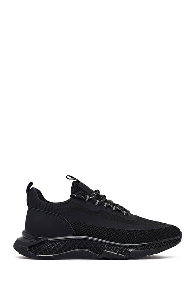 Derimod Zero Men's Black Thick Soled Lace-Up Fabric Sneaker Wm68002155