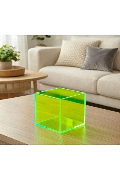 Trend Pleksi Multi-Purpose Transparent Neon Green Plexiglass Box (15cm X 15cm...