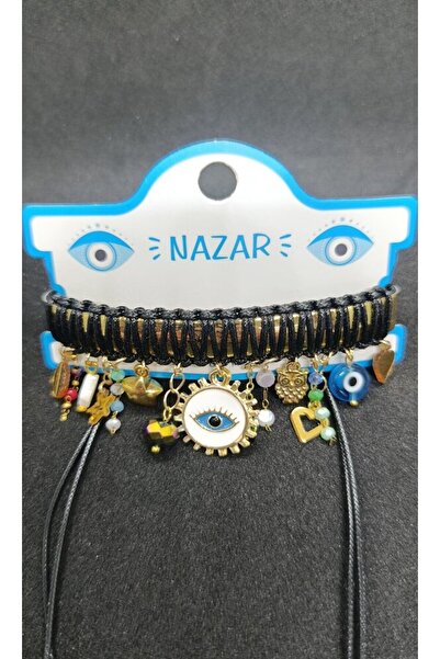 ndjewelry Alaçatı Nazar Leather String Bracelet & Anklet – Black
