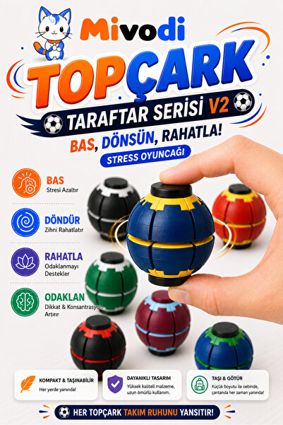Mivodi Hobinin 3 Boyutlu Hali Topçark V2 — Bas, Dönsün, Rahatla! Stress Oyunc...