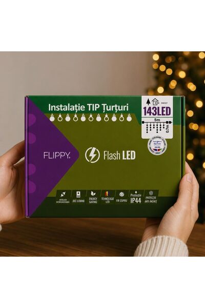 Rao Коледна украса за елха, светеща гирлянда, 5 метра, 143 LED диода, черен к...