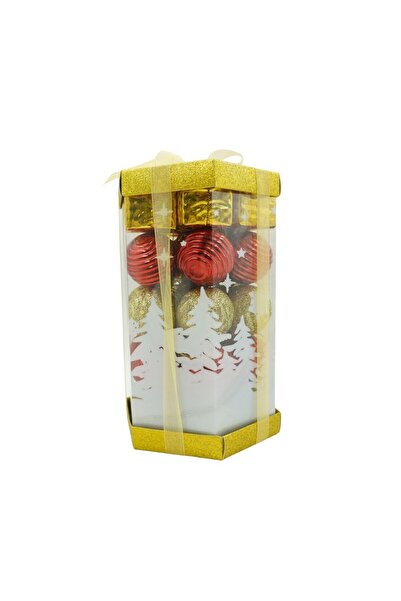 Rao Set de 35 Ornamente de Brad, de Tip Glob, Rosu/ Auriu, din Polistiren, cu...