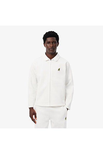 Lacoste x Novak Djokovic The GOAT Erkek Regular Fit Fermuarlı Beyaz Sweatshirt