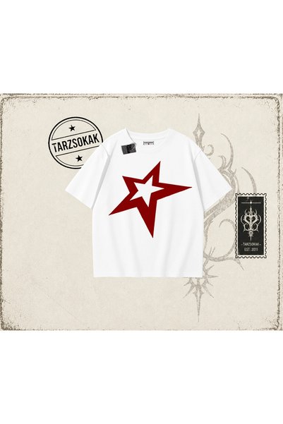 Tarzsokak Unisex zvezda, velika unisex majica, bela