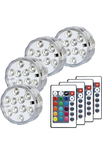 STARSTAR 4-Pack Battery-Powered Submersible RGB LED Pool Lights with Remote