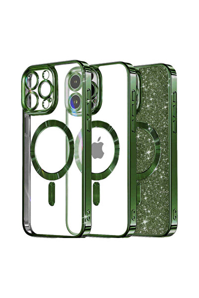 Techsuit Husă pentru iPhone 12 Pro Max, Lux Glitter MagSafe, albastru-verde