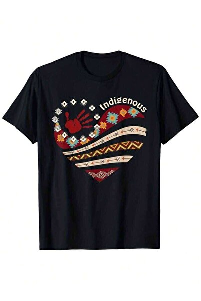 LİNA06 Indigenous Native Americann, Blood Red Hand Heart, Feather & Triball, ...