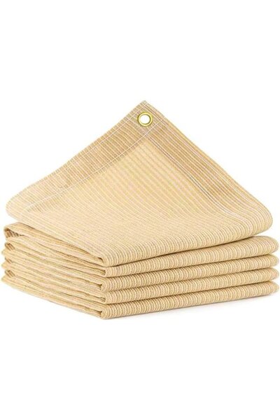 STARSTAR 90% breathable sunshade mesh 1x2m 185g/m² with eyelets – brown UV-re...