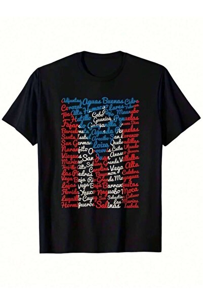 NOURAM Men's Women's Pattern-Shirt - Vintage Puerto Rico Lettering Map Design...