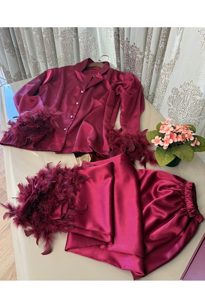 Loviana belle Boxed 2-Piece Pajama Set with Feathered Satin and'Bride' Writte...