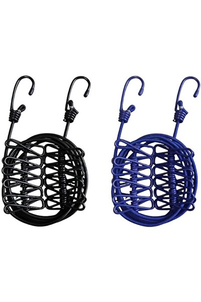 STARSTAR 2-Piece Elastic Clothesline Travel Portable with 12 Metal Clips Each...