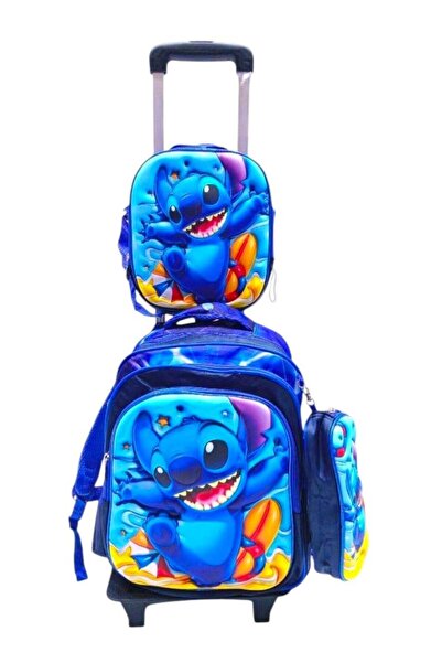 Toybox Disney Stitch 3-Piece School Bag Set with Trolley - Backpack, Lunch Bo...
