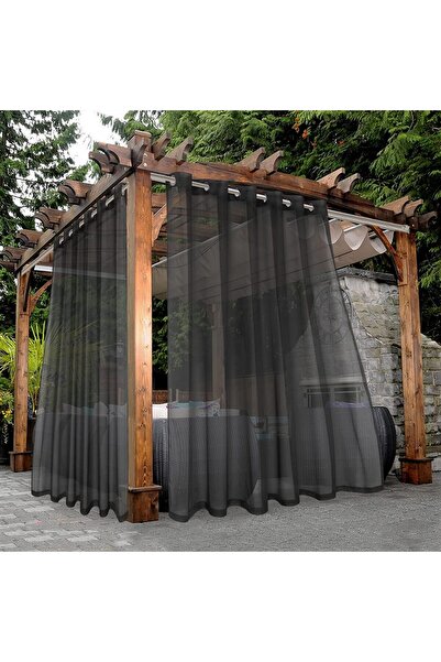 STARSTAR 2-Pack Waterproof Sheer Outdoor Patio Curtains with Rings (black, 18...