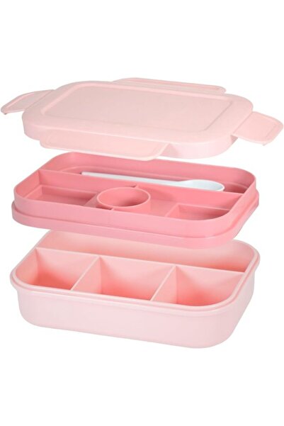 STARSTAR Pink Double-Layer 8-Compartment Leak-Proof Lunch Box with Cutlery Se...